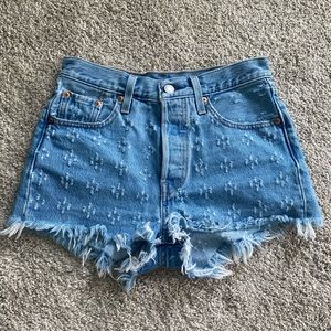 Levi’s 501 distressed denim shorts